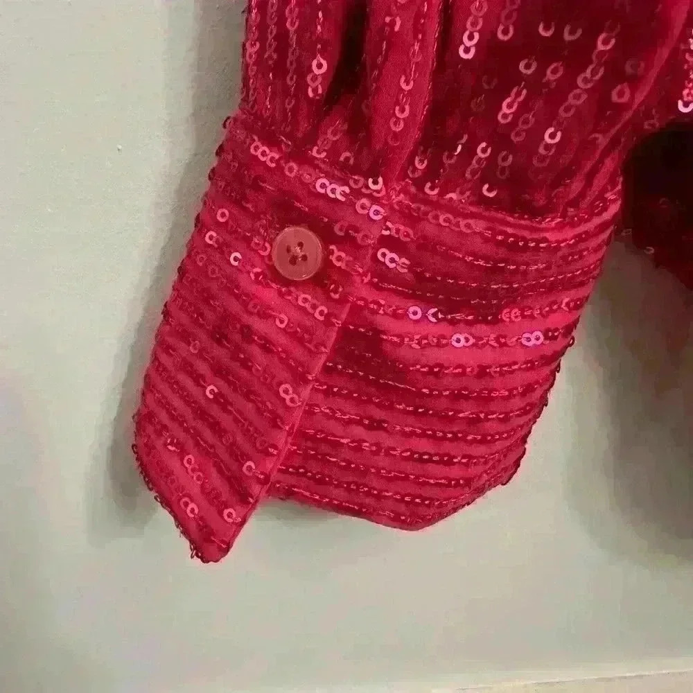 Anthropologie Pink Sequin Shirt - Picture 3 of 4